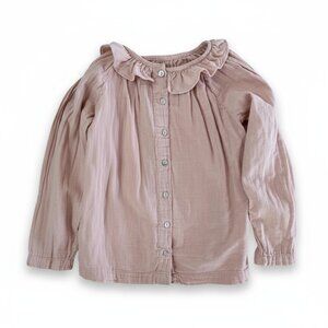 POUDRE ORGANIC - LS BUTTONED SHIRT - ORGANIC COTTON - BLUSH - 6Y- NWT